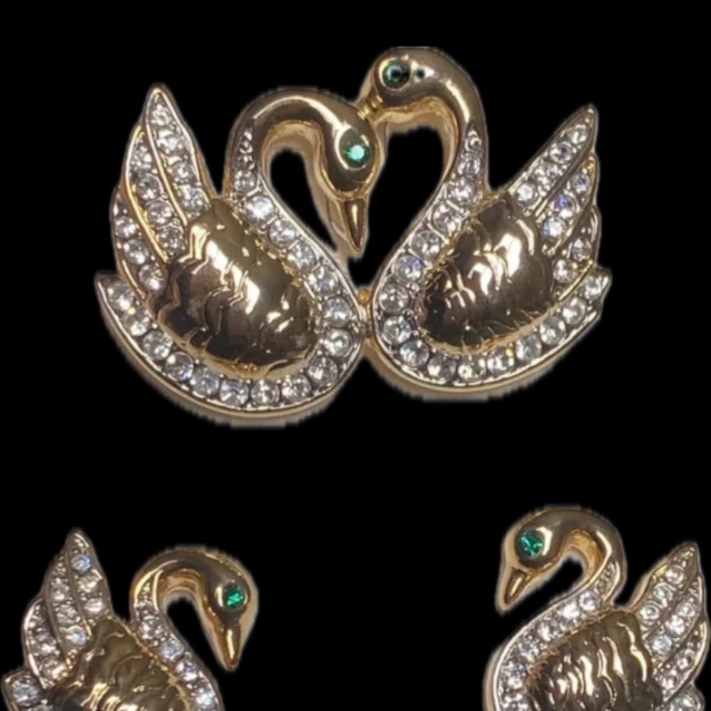 Swan Brooch and Earrings set